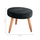 Puff Redondo Para Sala Sueli Veludo Preto