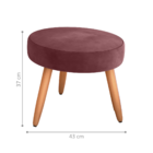 Puff Redondo Para Sala Sueli Veludo Vinho