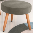 Puff Redondo Para Sala Suiça Veludo Cappuccino