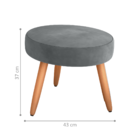 Puff Redondo Para Sala Suiça Veludo Cinza