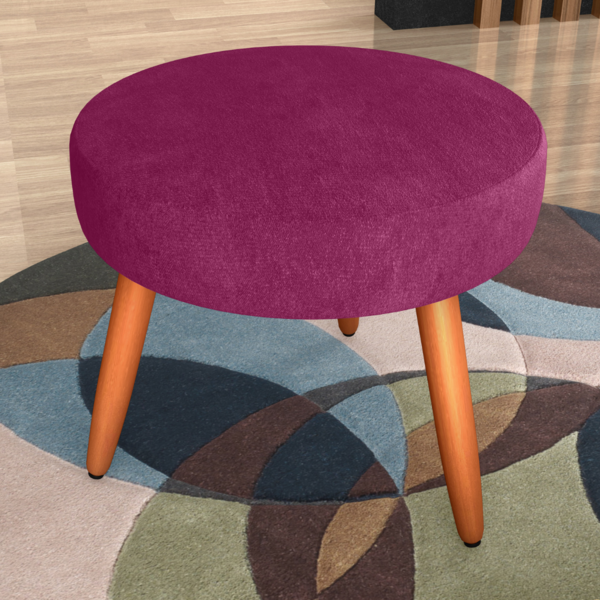 Puff Redondo Para Sala Suiça Veludo Turkey Marsala