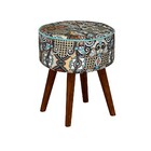 Puff Redondo Pé Palito Indiano Bella Decor