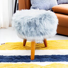 Puff Redondo Pelúcia Cinza Para Sala E Quarto - Jylcrom