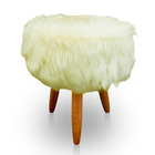 Puff Redondo Pelúcia Para Sala E Quarto - Jylcrom - Bege