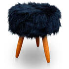 Puff Redondo Pelúcia Preto Para Sala E Quarto - Jylcrom