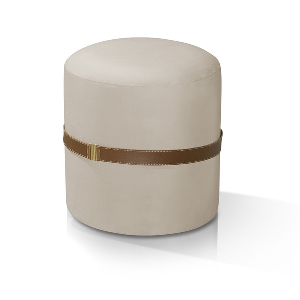 Puff Redondo Penteadeira Quarto Moderno Berlim Decoração Cor: