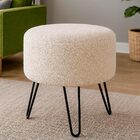 Puff Redondo Pés Alumínio 40cm Yuna Bouclé Off White - Sallar