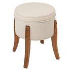 Puff Redondo Pés De Madeira Viena  Off White