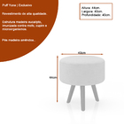 Puff Redondo Pés Madeira 40cm Yuna Bouclé Off White - Sallar