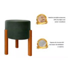 Puff Redondo Pés Madeira Verde