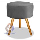 Puff Redondo Pés Palito   Cinza