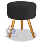 Puff Redondo Pés Palito   Preto