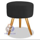 Puff Redondo Pés Palito Preto