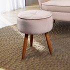 Puff Redondo Pés Palito Sala E Quarto Ariel  - Shop Das Cabec