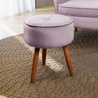 Puff Redondo Pés Palito Sala E Quarto Ariel  - Shop Das Cabec