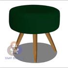 Puff Redondo Pés Palito Veludo Verde