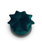 Puff Redondo Pétala Para Sala E Quarto Palito Mel Veludo Azul