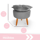 Puff Redondo Pétala Para Sala E Quarto Palito Mel Veludo Cinz