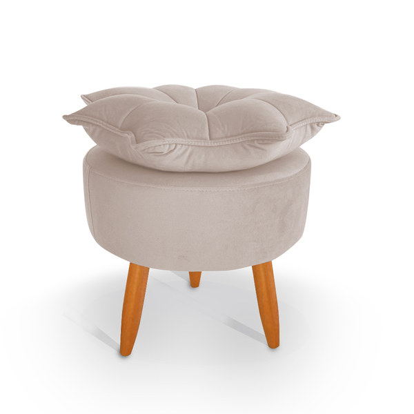 Puff Redondo Pétala Para Sala E Quarto Palito Mel Veludo Esco