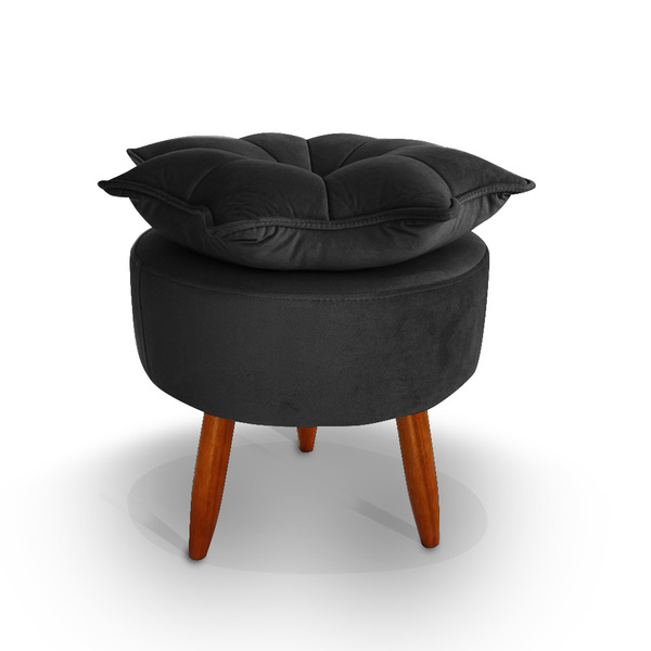 Puff Redondo Pétala Para Sala E Quarto Palito Mel Veludo Esco