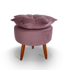 Puff Redondo Pétala Para Sala E Quarto Palito Mel Veludo Rosê