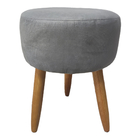 Puff Redondo Ravi Decorativo Sala Quarto Suede Cinza