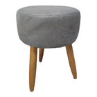Puff Redondo Ravi Decorativo Sala Quarto Suede Cinza