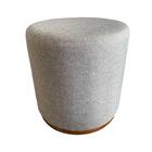 Puff Redondo Saturno Linho Cinza