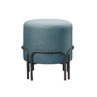 Puff Redondo Torvi Em Linho E Base Metal Preto Agarb Decor Li