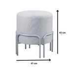 Puff Redondo Torvi Em Linho E Base Metal Preto Agarb Decor Li