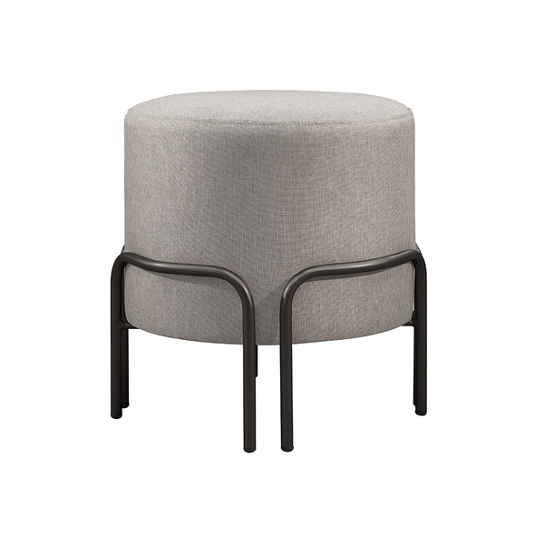 Puff Redondo Torvi Em Linho E Base Metal Preto Agarb Decor Li