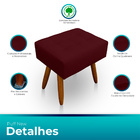 Puff Retangular New Para Sala E Quarto Suede Bordo - Jylcrom