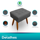 Puff Retangular New Para Sala E Quarto Suede - Jylcrom - Cinza