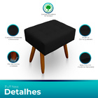 Puff Retangular New Para Sala E Quarto Suede - Jylcrom - Preto