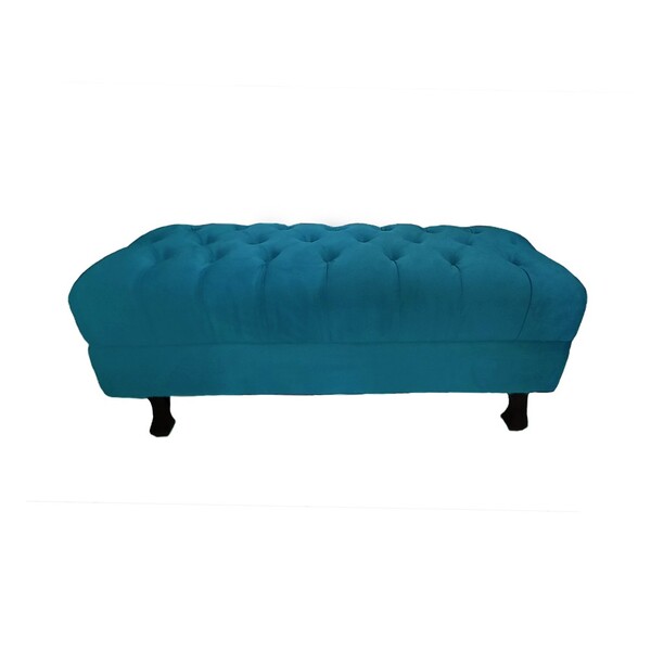 Puff Retro 1mt Suede Azul Turquesa - Dominic Decor