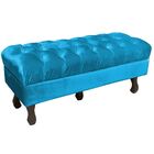 Puff Retro Baú Luis Xv Capitonê 1 Metro Acetinado Azul - D'ro