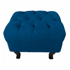 Puff Retrô Fixo Luis Xv Capitonê Suede Azul Royal - Ds Estofa