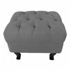 Puff Retrô Fixo Luis Xv Capitonê Suede Cinza - Ds Estofados