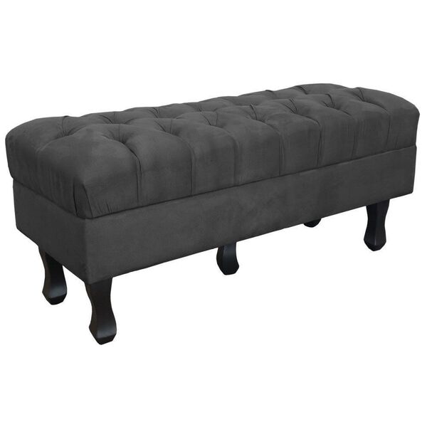 Puff Retro Luis Xv Capitonê 1 Metro Suede Grafite - D'rossi