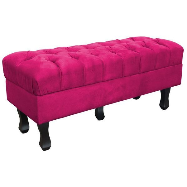 Puff Retro Luis Xv Capitonê 1 Metro Suede Pink - D'Rossi