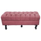 Puff Retro Luis Xv Capitonê 1 Metro Suede Rose - D'rossi