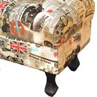 Puff Retrô Luis Xv Capitonê Estampado Londres D26 - D'rossi