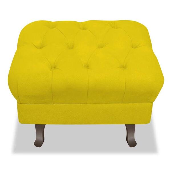 Puff Retrô Luis Xv Capitonê Suede Amarelo
