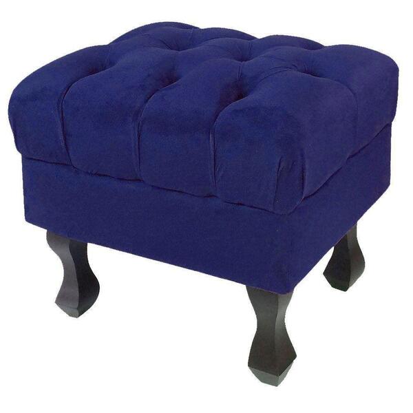 Puff Retrô Luis Xv Capitonê Suede Azul Marinho D´rossi
