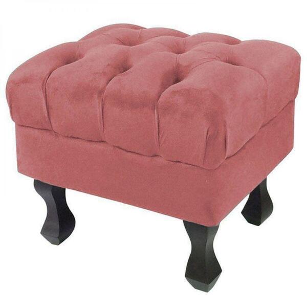 Puff Retrô Luis Xv Capitonê Suede Rose D´rossi