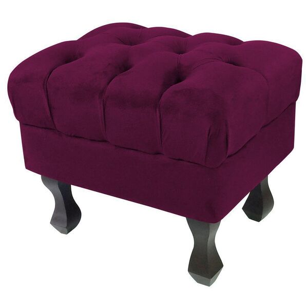 Puff Retrô Luis Xv Capitonê Suede Vinho - D'rossi