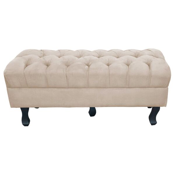 Puff Retro Luis Xv Com Baú Capitonê 1 Metro Suede Bege - D'ro