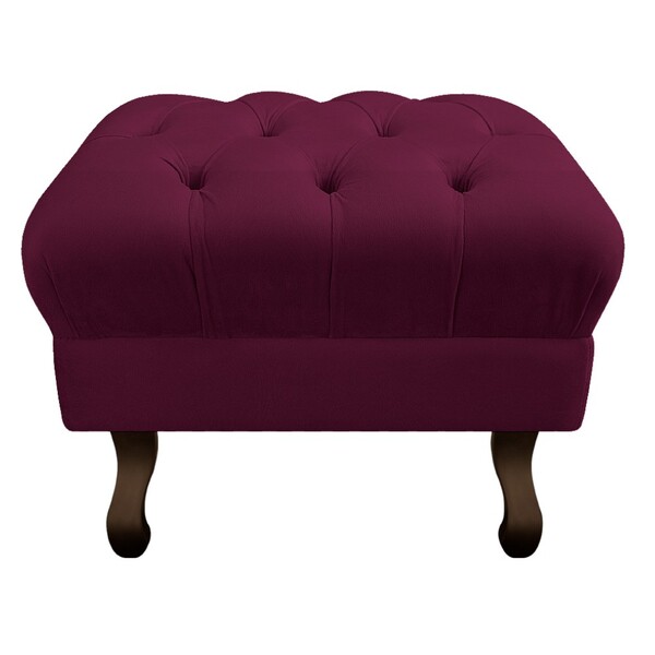 Puff Retrô Luis Xv Suede Bordô - Amarena Móveis
