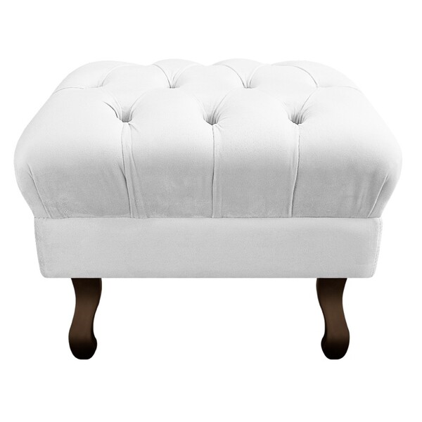 Puff Retrô Luis Xv Suede Branco - Amarena Móveis