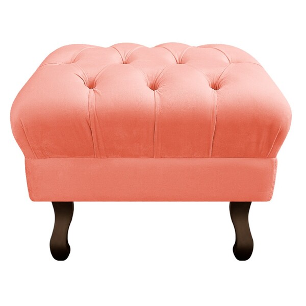 Puff Retrô Luis Xv Suede Coral - Amarena Móveis